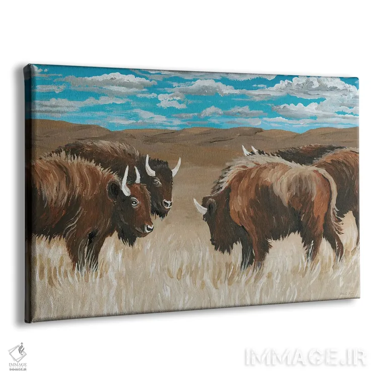 تابلو گلهٔ گاومیش آمریکایی شمارهٔ دو اثر سیندی جیکوبز - نمای پرسپکتیو محصول