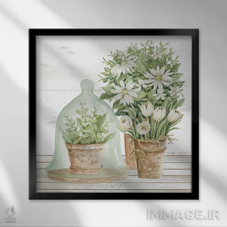 تابلو گلها و تراریوم اثر سیندی جیکوبز - نمای قابدار مشکی