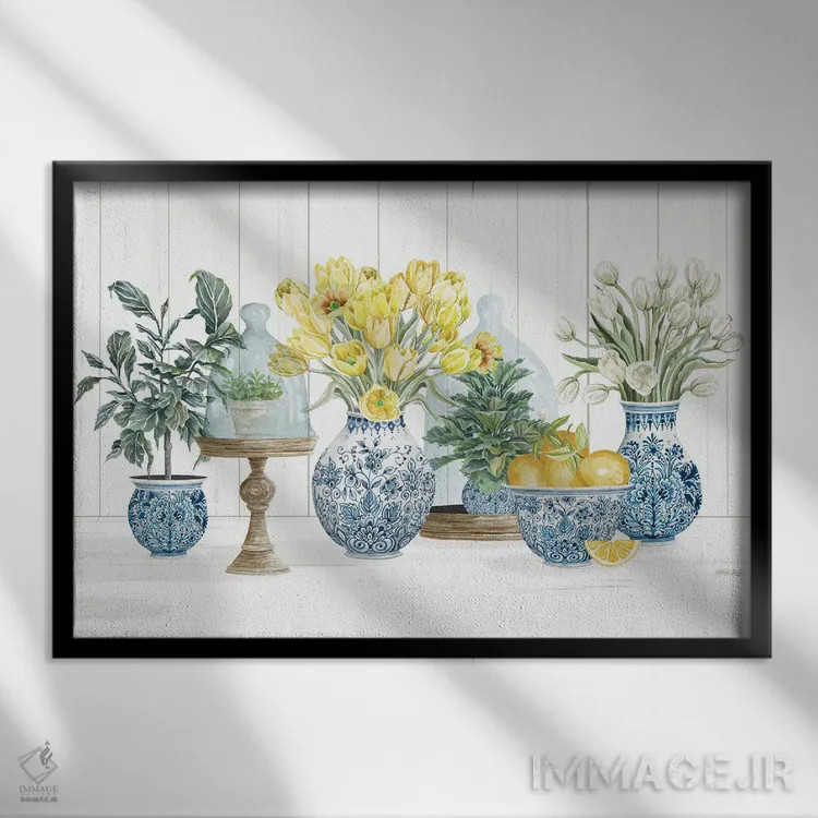 تابلو مجموعه لیموی به سبک چینی اثر سیندی جیکوبز - نمای قابدار مشکی