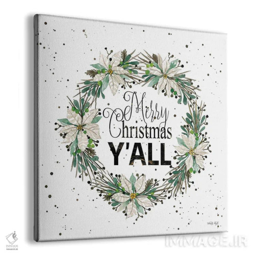 تابلو حلقه گل کریسمس مبارک به همه اثر سیندی جیکوبز - نمای پرسپکتیو محصول