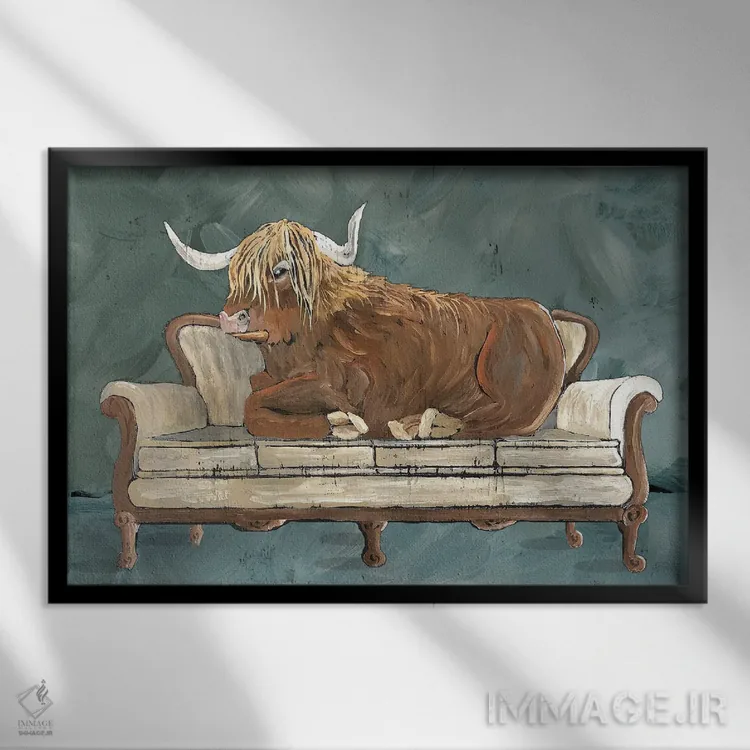 تابلو مبلهای گاوی شمارهٔ سه اثر سیندی جیکوبز - نمای قابدار مشکی