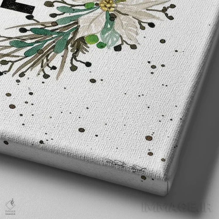 تابلو حلقه گل کریسمس مبارک به همه اثر سیندی جیکوبز - نمای نزدیک بافت بوم