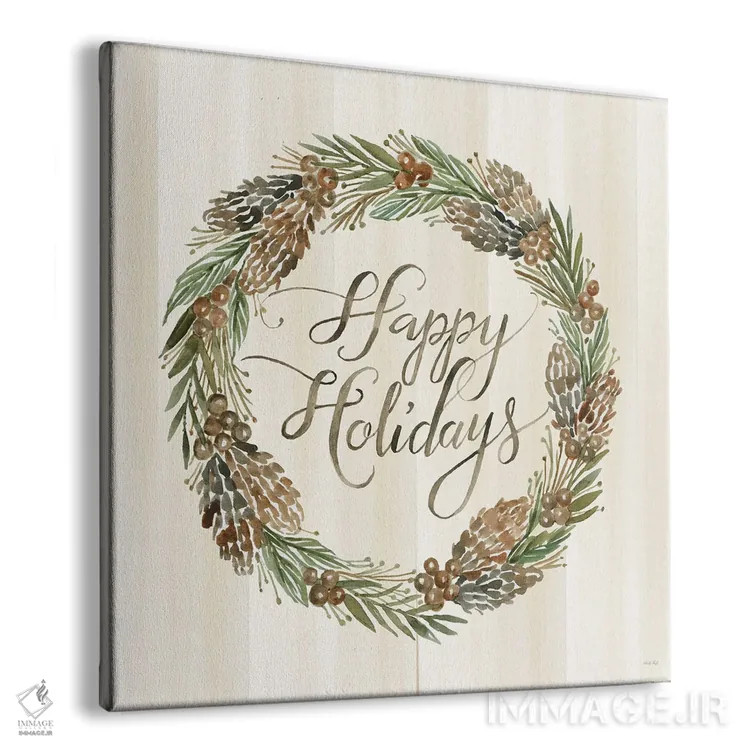 تابلو حلقه گل تبریک تعطیلات با مریم گلی اثر سیندی جیکوبز - نمای پرسپکتیو محصول