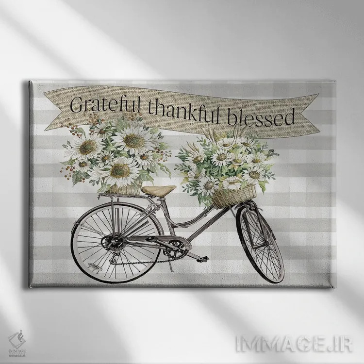 تابلو Thankful, Blessed Bicycle,دوچرخهٔ سپاسگزار، شکرگزار و پر برکت اثر سیندی جیکوبز - نمای روبهرو روی دیوار