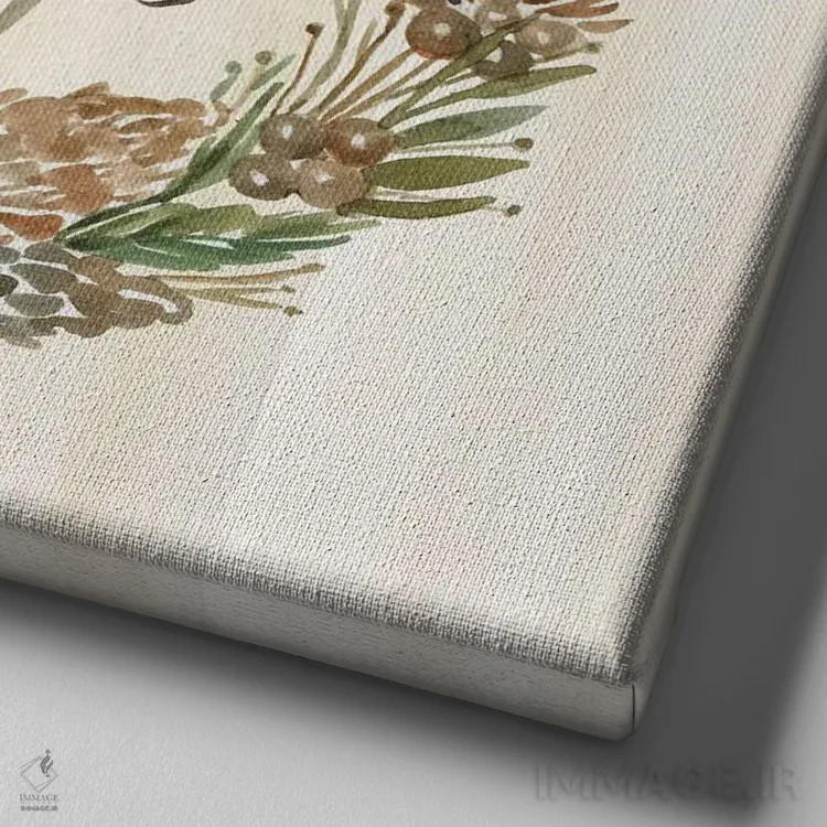 تابلو حلقه گل تبریک تعطیلات با مریم گلی اثر سیندی جیکوبز - نمای نزدیک بافت بوم