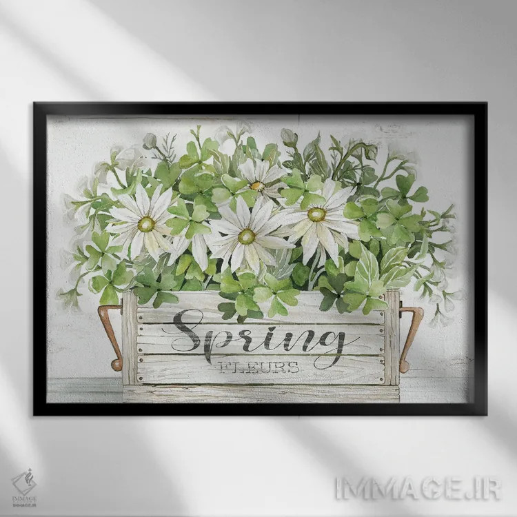 تابلو گلهای بهاری اثر سیندی جیکوبز - نمای قابدار مشکی