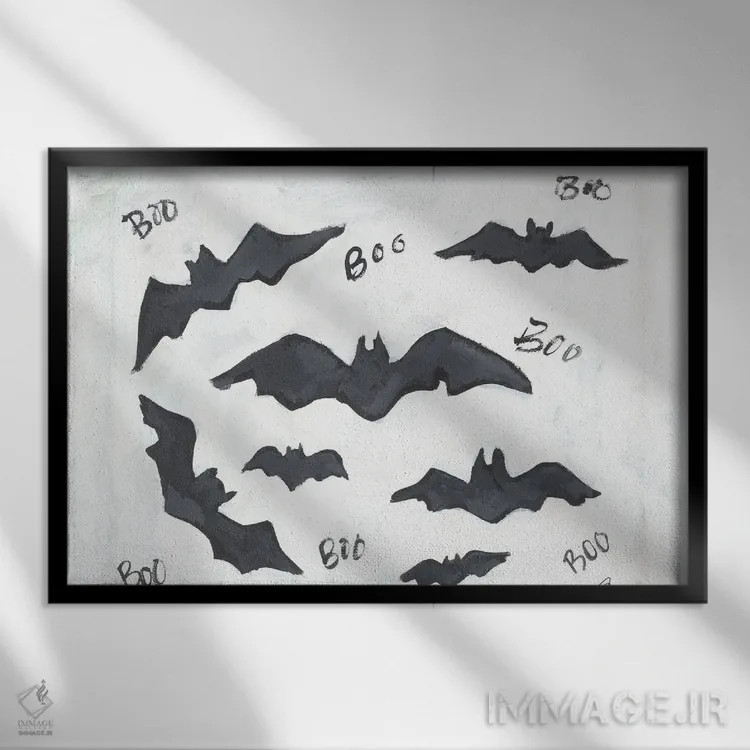 تابلو خفاشهای "بو" اثر جسیکا مینگو - نمای قابدار مشکی