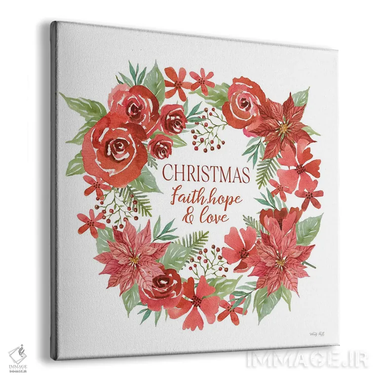 تابلو Hope & Love Wreath,حلقه گل ایمان، امید و عشق کریسمسی اثر سیندی جیکوبز - نمای پرسپکتیو محصول