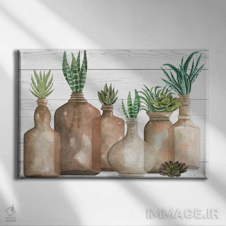 تابلو سفال گیاهی شمارهٔ یک اثر سیندی جیکوبز - نمای روبهرو روی دیوار