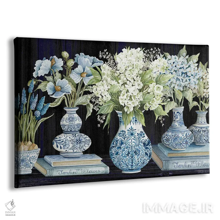 تابلو گلهای آبی دلفت شمارهٔ چهار اثر سیندی جیکوبز - نمای پرسپکتیو محصول