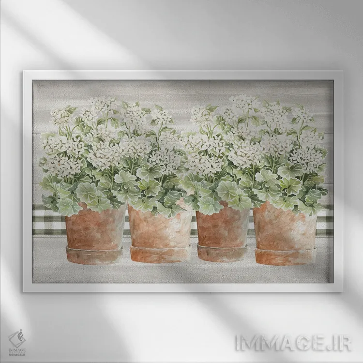 تابلو شمعدانیهای خوشامدگوی شمارهٔ دو اثر سیندی جیکوبز - نمای قابدار سفید