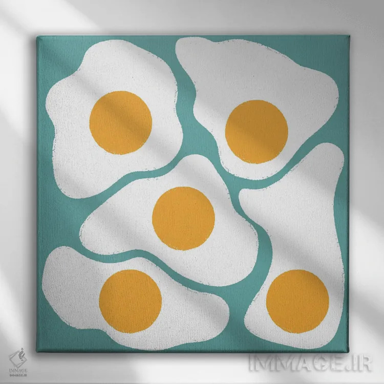 تابلو تخممرغها (آبی) اثر کارمن جابیر - نمای روبهرو روی دیوار