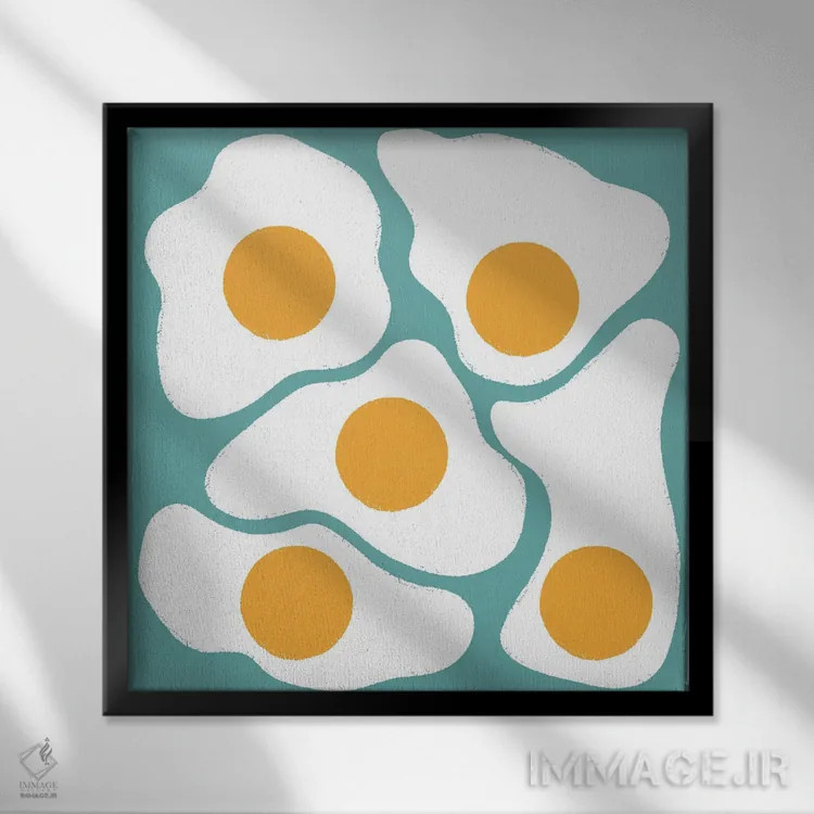 تابلو تخممرغها (آبی) اثر کارمن جابیر - نمای قابدار مشکی