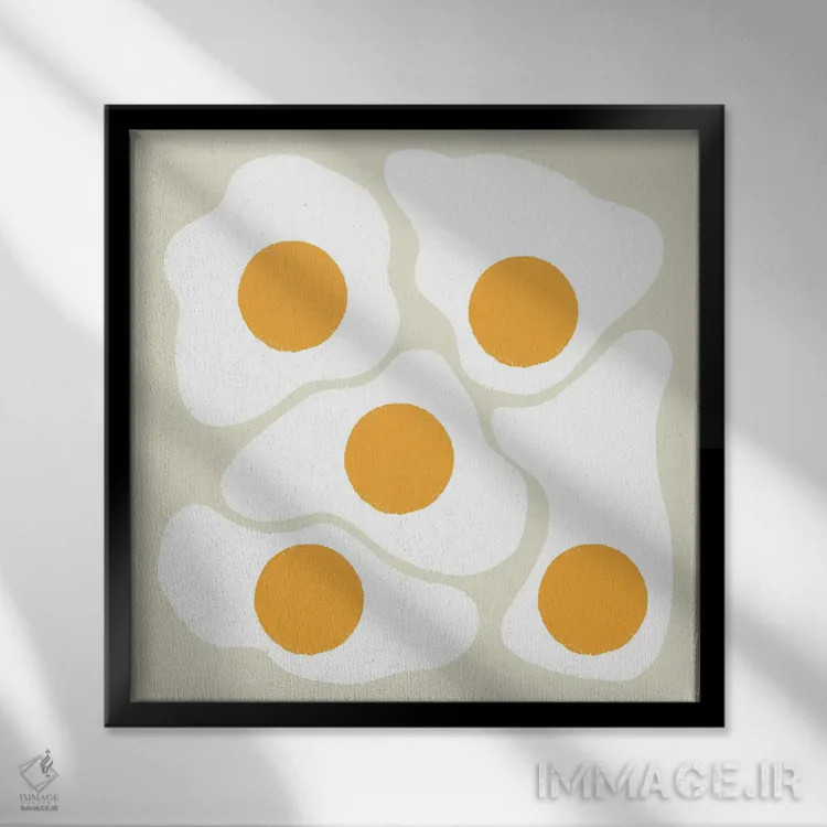 تابلو تخممرغها (رنگ بژ) اثر کارمن جابیر - نمای قابدار مشکی