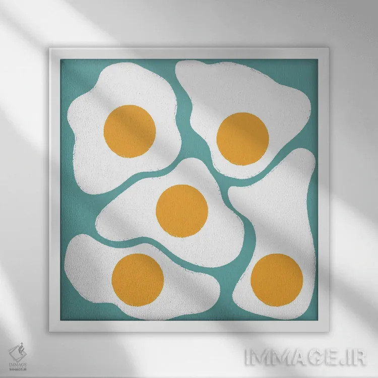 تابلو تخممرغها (آبی) اثر کارمن جابیر - نمای قابدار سفید