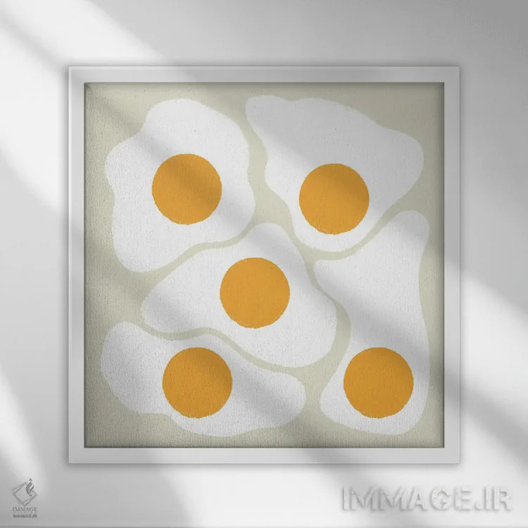 تابلو تخممرغها (رنگ بژ) اثر کارمن جابیر - نمای قابدار سفید