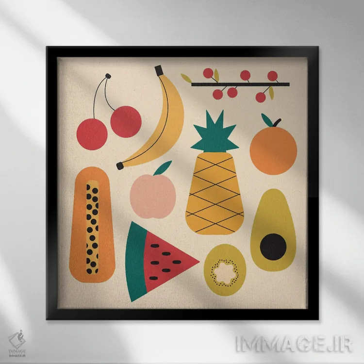 تابلو میوههای تابستانی اثر کارمن جابیر - نمای قابدار مشکی