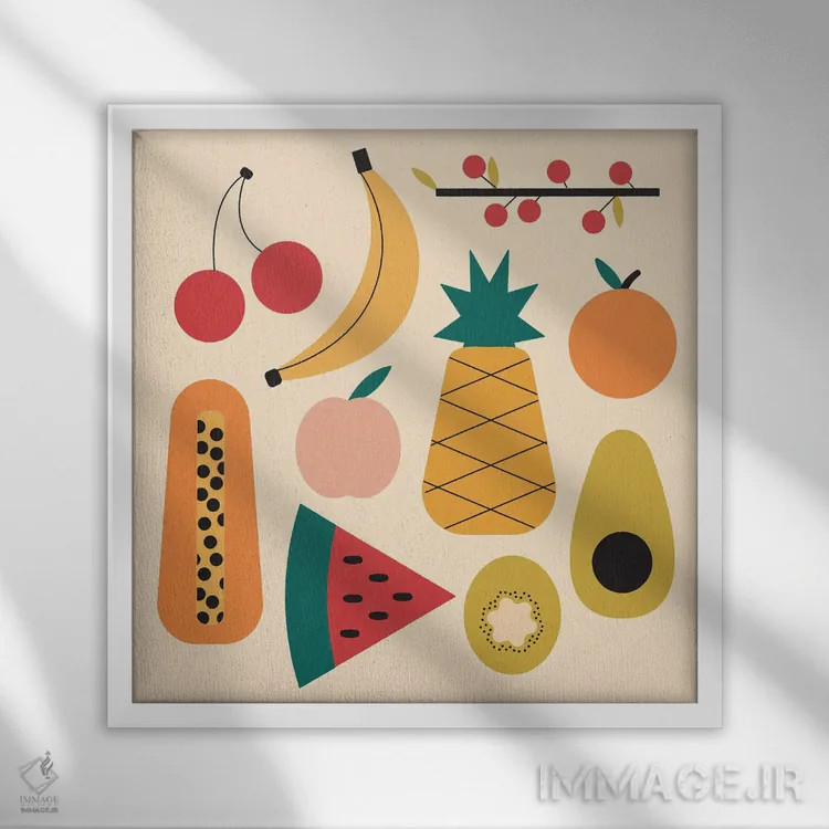 تابلو میوههای تابستانی اثر کارمن جابیر - نمای قابدار سفید