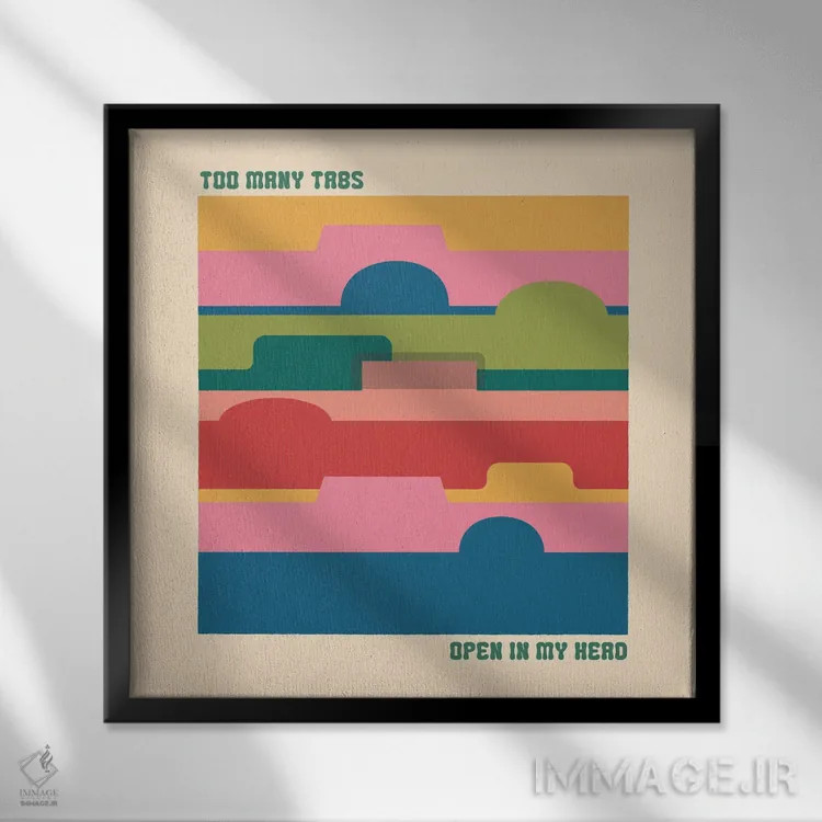 تابلو تبهای زیاد (اشاره به مرورگر اینترنت) اثر کارمن جابیر - نمای قابدار مشکی