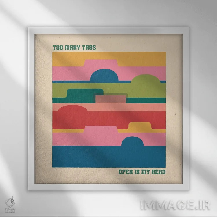 تابلو تبهای زیاد (اشاره به مرورگر اینترنت) اثر کارمن جابیر - نمای قابدار سفید