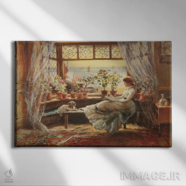تابلو Hasti,مطالعه کنار پنجره، هستی اثر چارلز جیمز لوئیس - نمای روبهرو روی دیوار