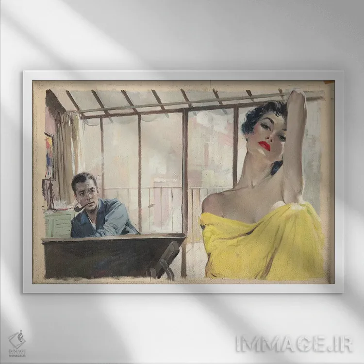 تابلو ژست گرفتن اثر ارنست چیریاکا - نمای قابدار سفید
