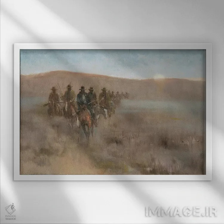 تابلو گروه تعقیب (اول) اثر ارنست چیریاکا - نمای قابدار سفید