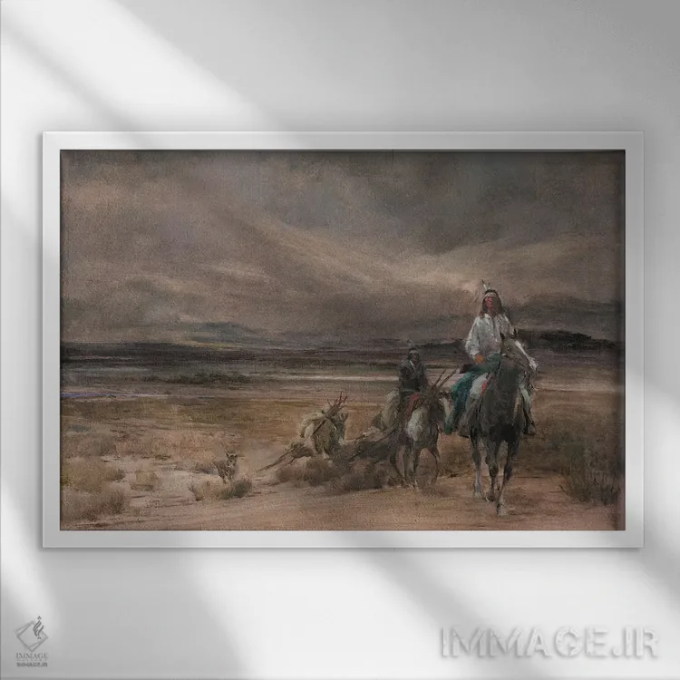 تابلو سواران در طوفان اثر ارنست چیریاکا - نمای قابدار سفید