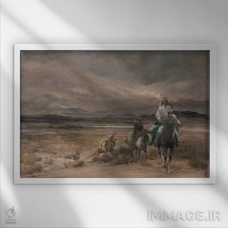 تابلو سواران در طوفان اثر ارنست چیریاکا - نمای قابدار سفید