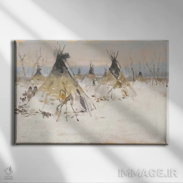 تابلو خانه روستایی زمستانی (اول) اثر ارنست چیریاکا - نمای روبهرو روی دیوار