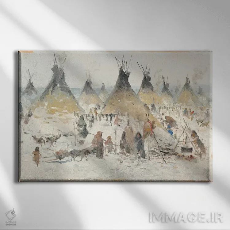 تابلو خانه روستایی زمستانی (دوم) اثر ارنست چیریاکا - نمای روبهرو روی دیوار