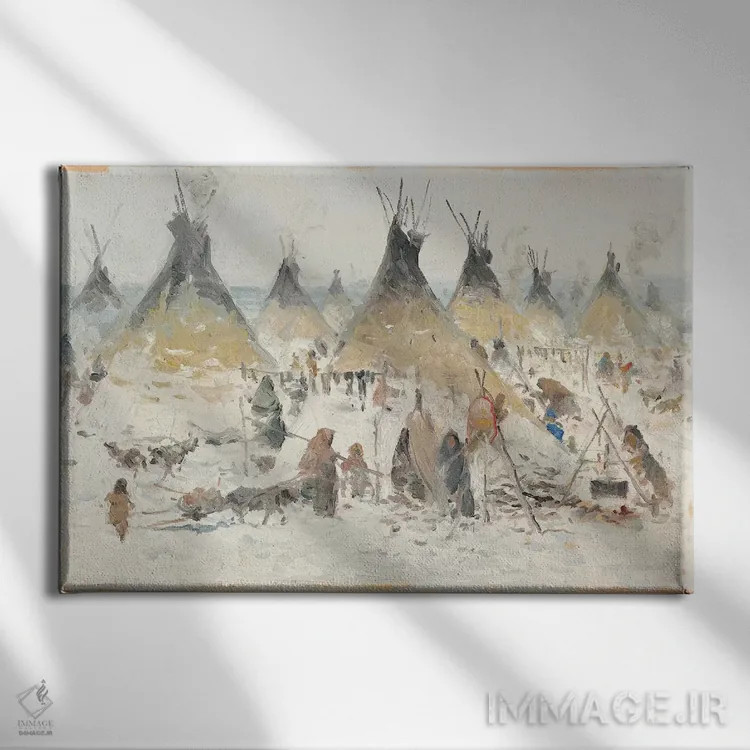 تابلو خانه روستایی زمستانی (دوم) اثر ارنست چیریاکا - نمای روبهرو روی دیوار