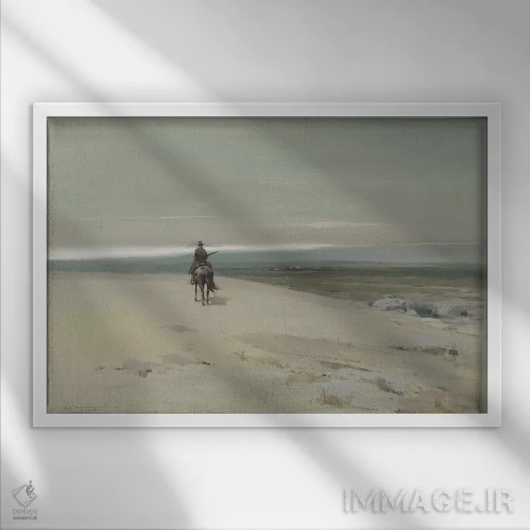 تابلو سوار تنها اثر ارنست چیریاکا - نمای قابدار سفید