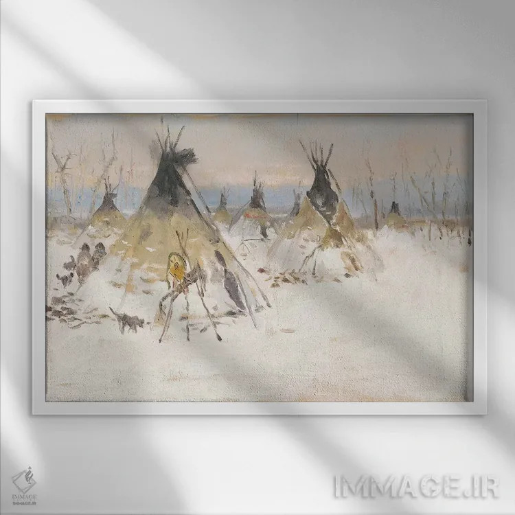 تابلو خانه روستایی زمستانی (اول) اثر ارنست چیریاکا - نمای قابدار سفید