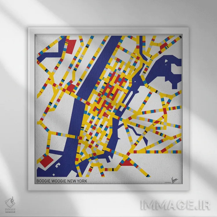 تابلو بوگی ووگی نیویورک (هنر مفهومی) اثر چانکونگ - نمای قابدار سفید