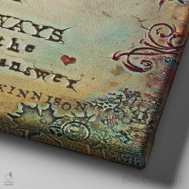 تابلو عشق همیشه پاسخ است II اثر کارولین کینیسون - نمای نزدیک بافت بوم