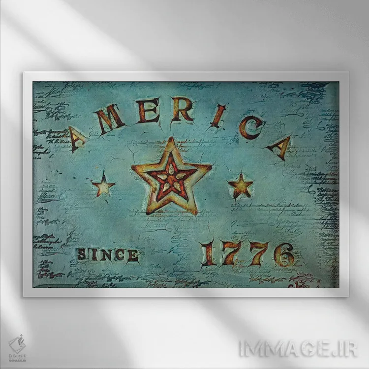 تابلو آمریکا ۱۷۷۶ اثر کارولین کینیسون - نمای قابدار سفید