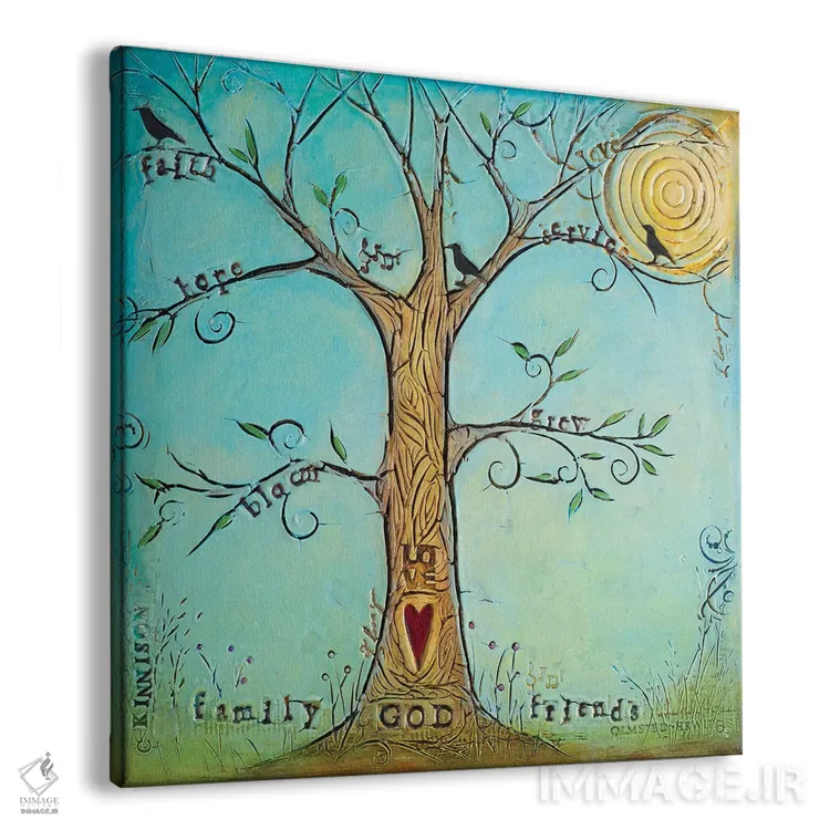 تابلو درخت ایمان، خانواده و دوستان اثر کارولین کینیسون - نمای پرسپکتیو محصول
