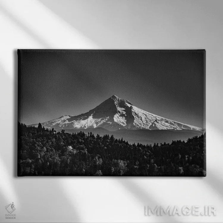 تابلو کوه هود باشکوه (سیاه و سفید) اثر کت کریگن - نمای روبهرو روی دیوار