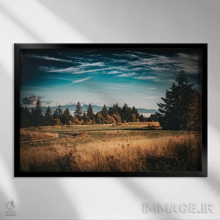 تابلو لبهٔ پاییز اثر کت کریگن - نمای قابدار مشکی