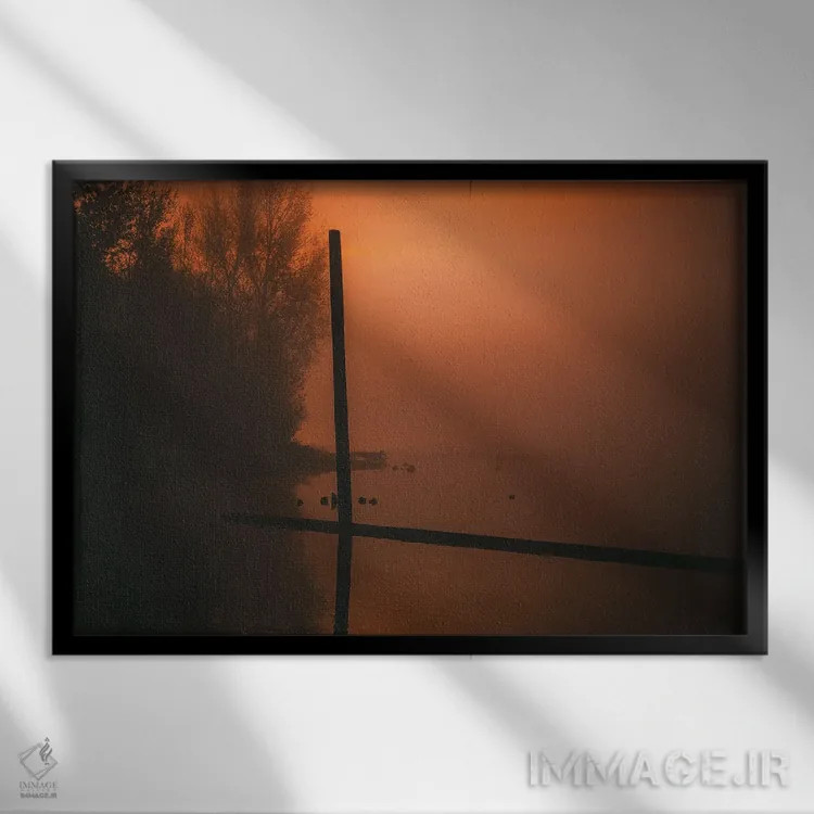 تابلو آسمان نارنجیرنگ اثر کت کریگن - نمای قابدار مشکی