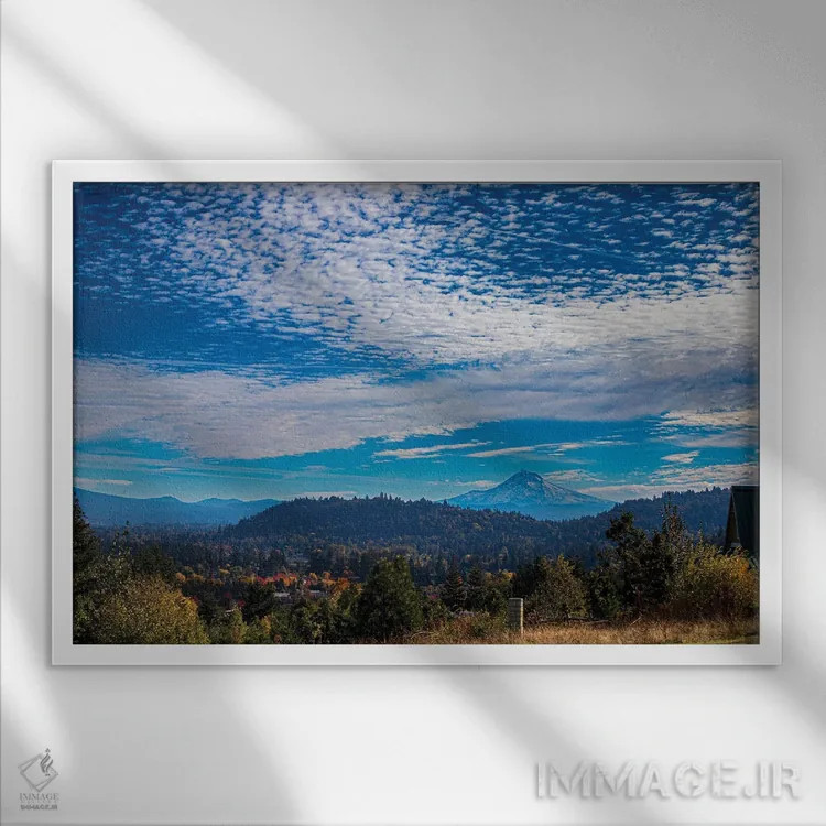 تابلو لبهٔ پاییزی کوه هود اثر کت کریگن - نمای قابدار سفید