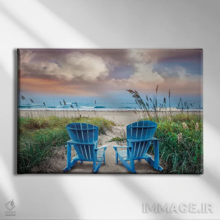 تابلو نیمکتهای ساحلی اثر گالری سلبرِیت لایف (گالری هنری) - نمای روبهرو روی دیوار