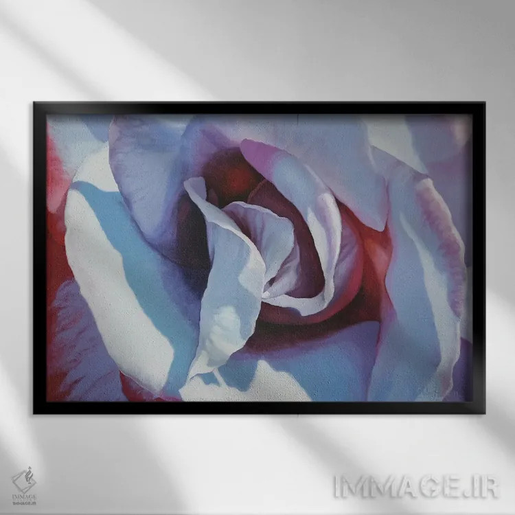 تابلو رز آبی اثر کلویی هدن - نمای قابدار مشکی