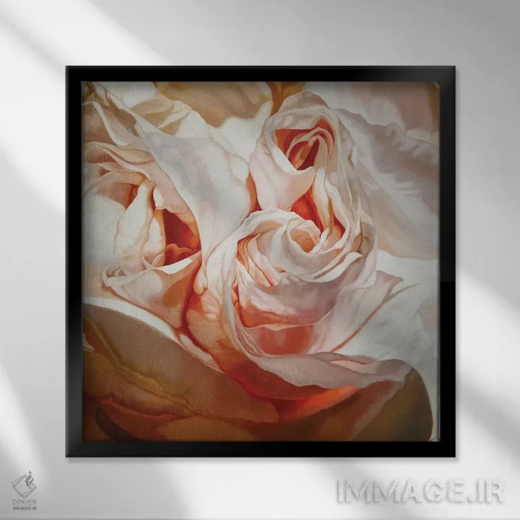 تابلو مادر کوشه V (نوعی گل رز) اثر کلویی هدن - نمای قابدار مشکی