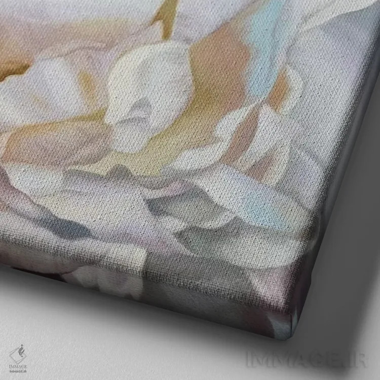 تابلو صد تومانی سفید اثر کلویی هدن - نمای نزدیک بافت بوم