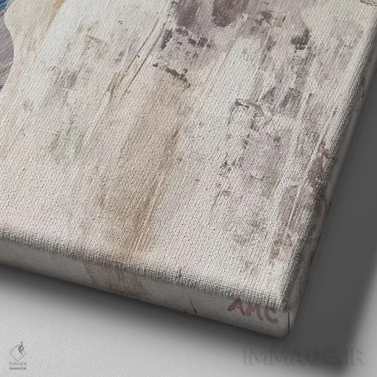 تابلو سرگوزن ریزومی آبی اثر آن مری کولیک - نمای نزدیک بافت بوم