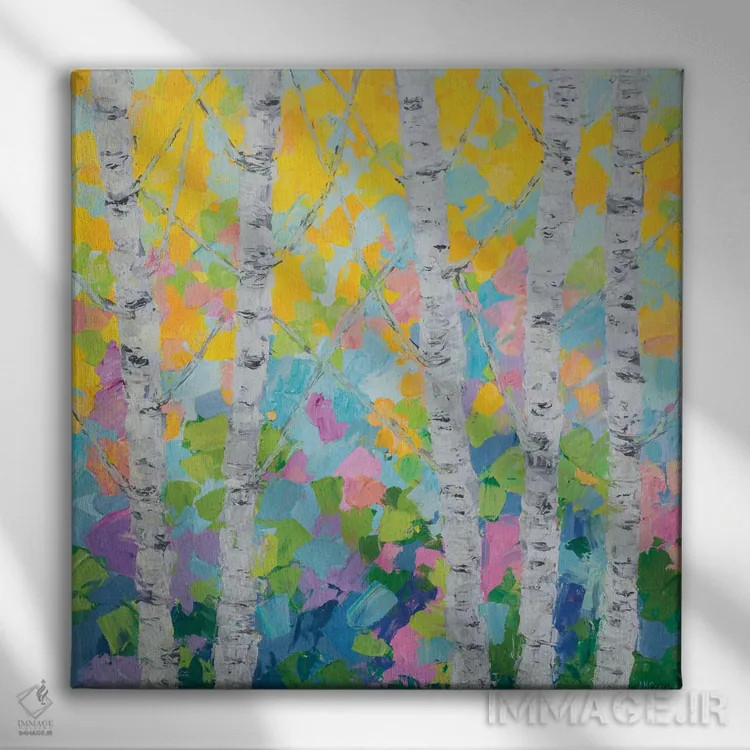 تابلو درخت توس رقصان II اثر آن مری کولیک - نمای روبهرو روی دیوار