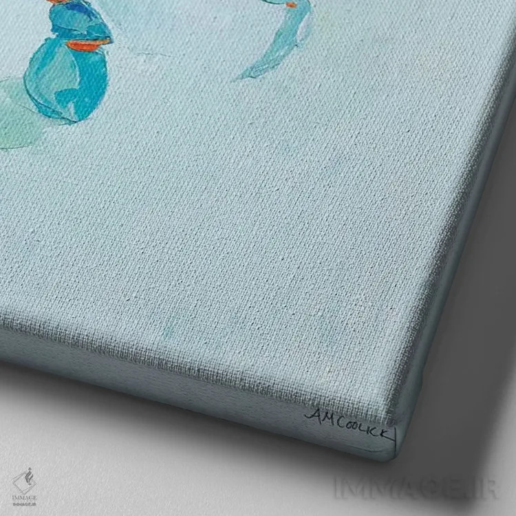 تابلو دوستان چنگالی II اثر آن مری کولیک - نمای نزدیک بافت بوم