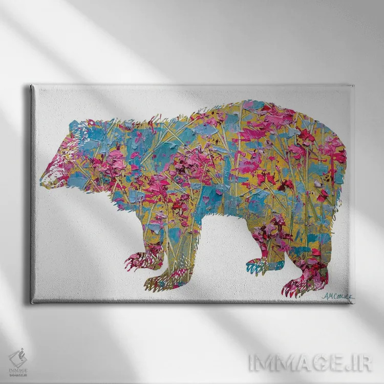 تابلو خرس رنگارنگ اثر آن مری کولیک - نمای روبهرو روی دیوار